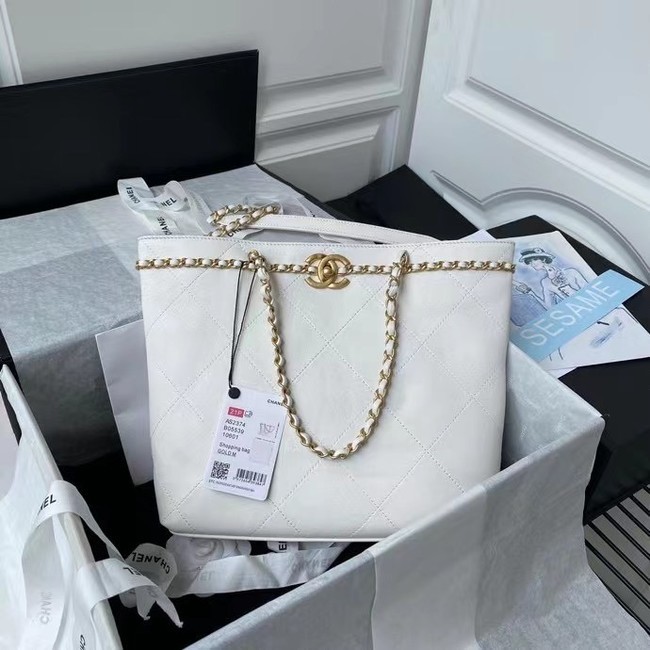 Chanel Original Leather Shopping Bag AS2374 white HY6356Af99