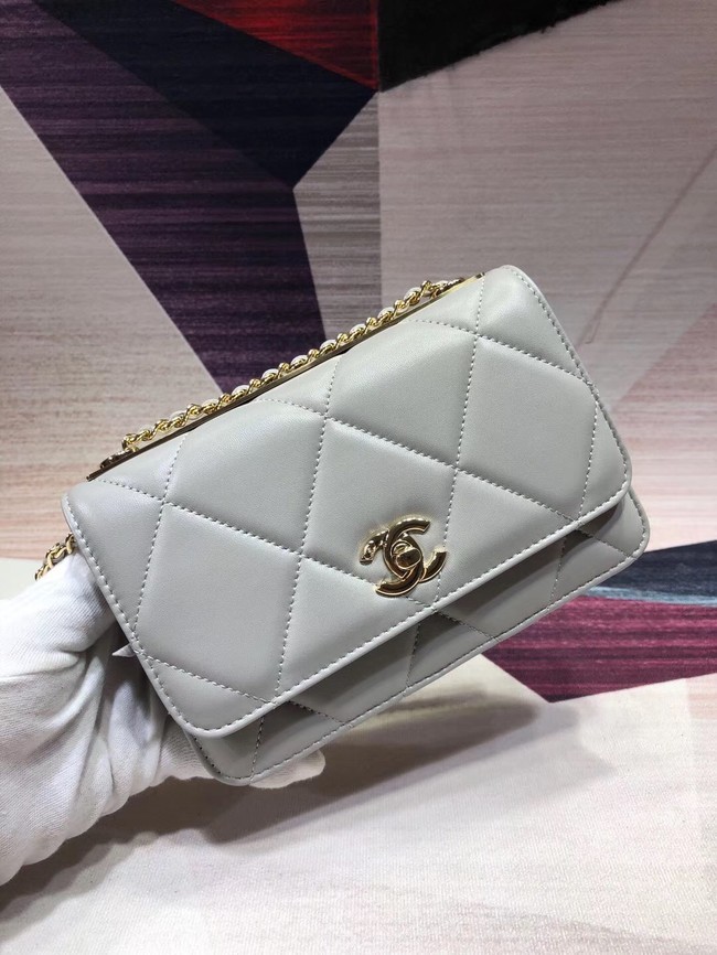 Chanel Original Leather Shoulder Bag Light Blue A80982 Gold HY5182aM39