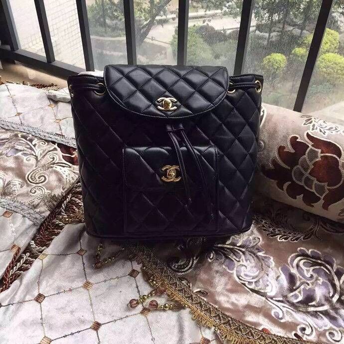 Chanel Original Sheepskin Backpack 56987 black HY6024Xp72