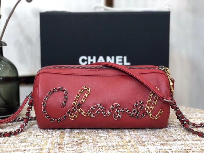 Chanel Original Sheepskin Leather Bowling Bag AS1779 red HY7347Dq89