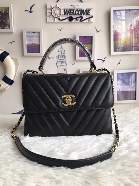Chanel Original Sheepskin Leather Tote Bag A92236 black Gold Buckle HY20689UW57