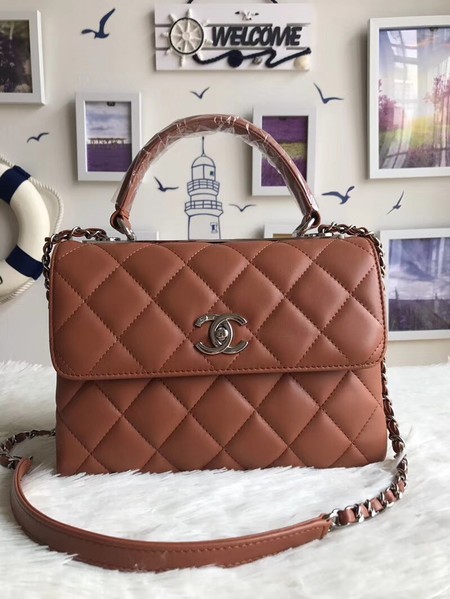 Chanel Original Sheepskin Leather Tote Bag A92236 caramel silver Buckle HY23342bW68