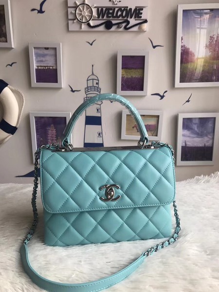 Chanel Original Sheepskin Leather Tote Bag A92236 light blue Gold Buckle HY19509LG44