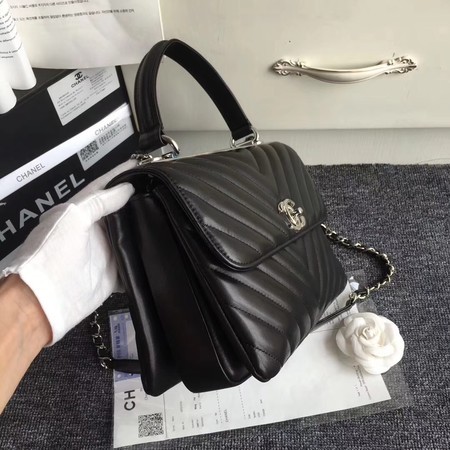 Chanel Original Sheepskin Leather Tote Bag V92236 black silver Buckle HY11422rJ28