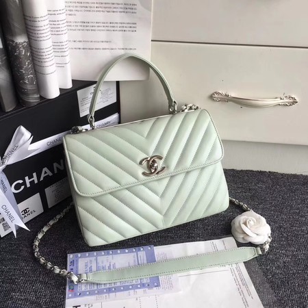 Chanel Original Sheepskin Leather Tote Bag V92236 Light green silver Buckle HY9177jo45