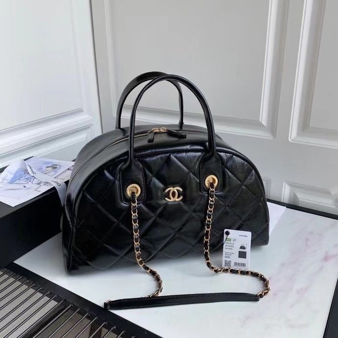 Chanel Original Sheepskin Leather Travel Bag Black AS2223 Gold HY7519MB38