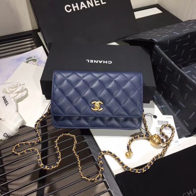 Chanel Original Small classic Sheepskin flap bag AS33814 blue HY17627rJ28