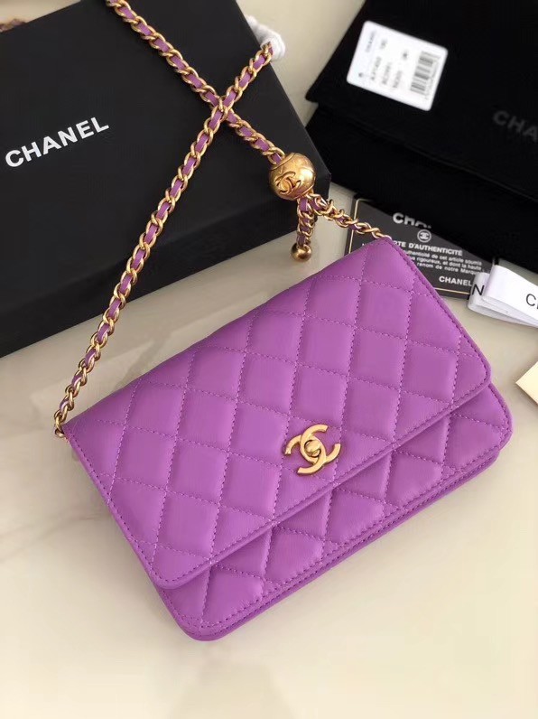 Chanel Original Small classic Sheepskin flap bag AS33814 Lavender HY21418dN21