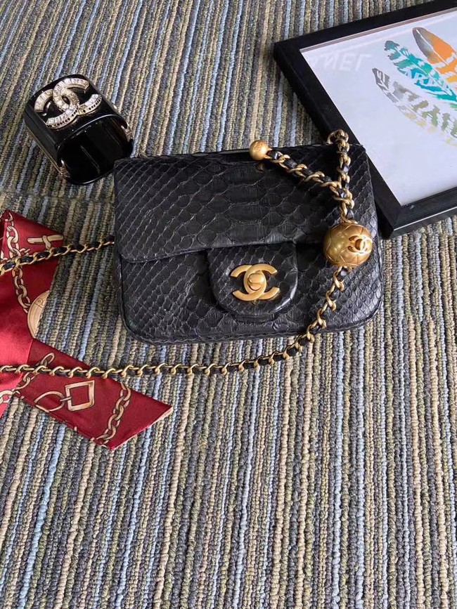 Chanel Original Small Snake skin flap bag AS1115 black HY18076rd58
