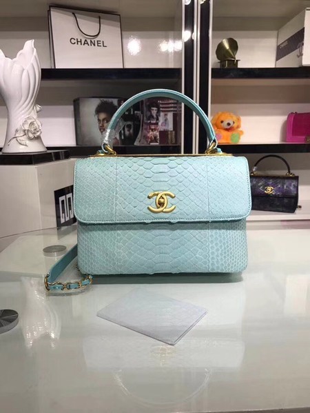 Chanel Original Snake skin Leather Tote Bag A92236 Light blue HY8185lU52