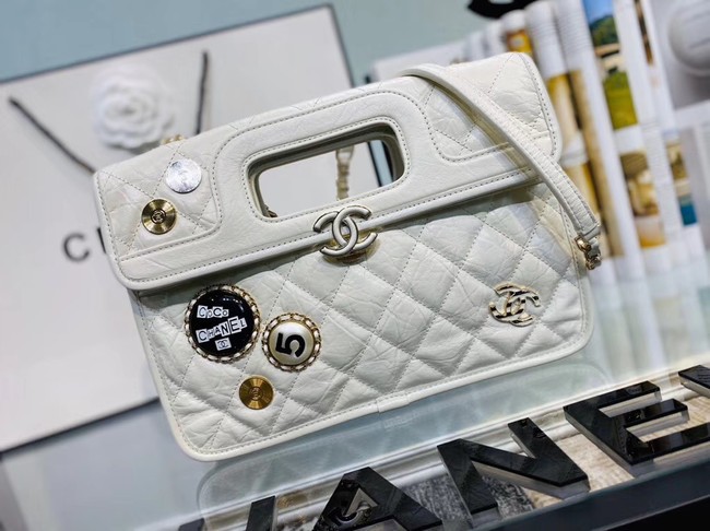 Chanel Original Soft Leather Bag & Gold-Tone Metal AS1430 white HY19224KX22