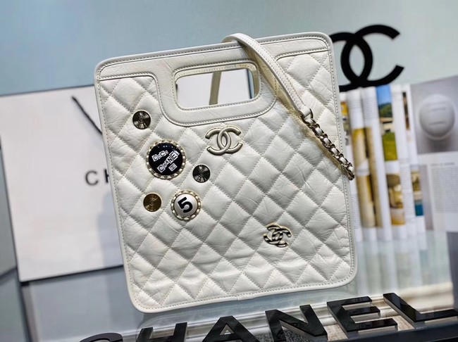 Chanel Original Soft Leather Bag & Gold-Tone Metal AS1431 white HY17294MO84