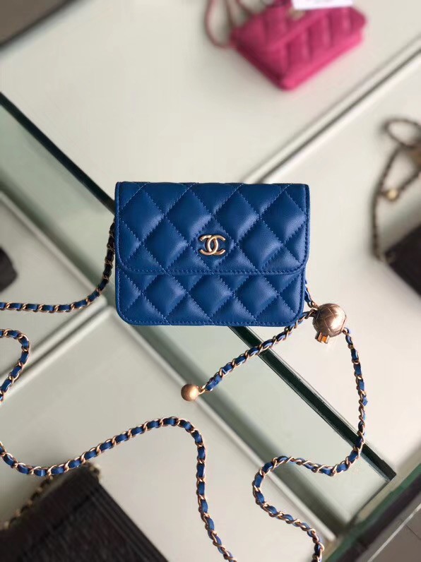 Chanel Sheepskin Original Leather Pocket AP0146 blue HY18714Is79