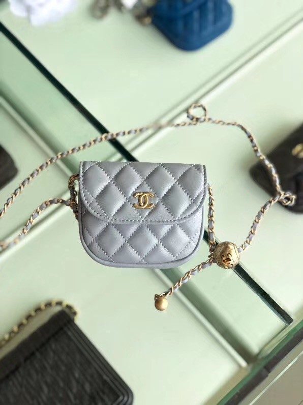 Chanel Sheepskin Original Leather Pocket AP1461 grey HY12439nQ90