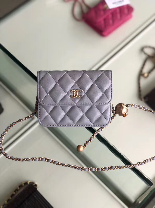 Chanel Sheepskin Original Leather Pocket P0146 grey HY5073Bw85