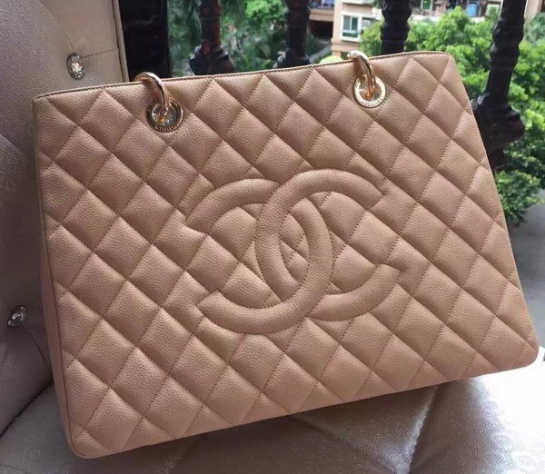 Chanel Shopper Bag Original Calfskin Leather A95021 Apricot HY25791Cw85
