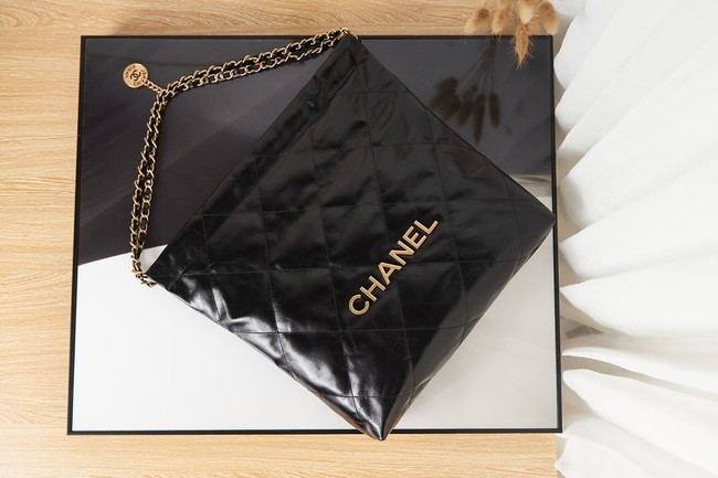 Chanel SHOPPING BAG Calfskin & Gold-Tone Meta AS3261 black HY2552UF26