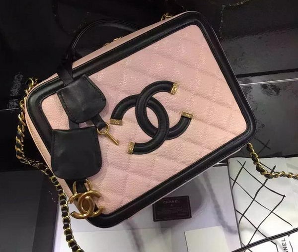 Chanel Shoulder Bag Original Calfskin Leather CHA6678 Pink&Black HY16640lk46