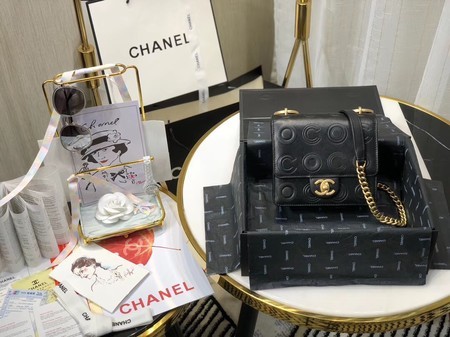 Chanel Shoulder Bag Original Leather Black 63594 Gold HY24682Is53