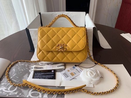 Chanel Shoulder Bag Original Leather Yellow 63593 Gold HY24799Zf62