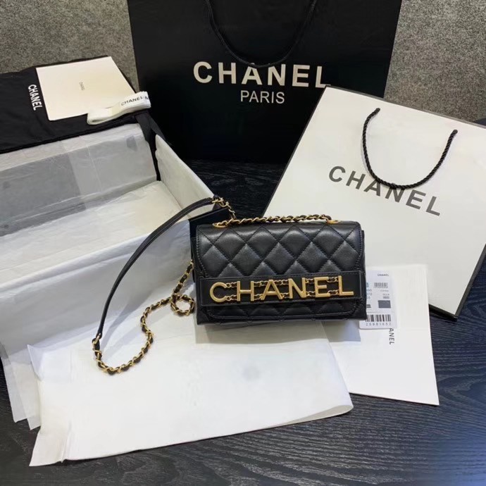 Chanel small Flap Bag Original Sheepskin Leather AS1490 black HY3195nB26