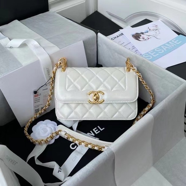 Chanel small Flap Shoulder Bag Original leather AS2714 white HY20956Af99