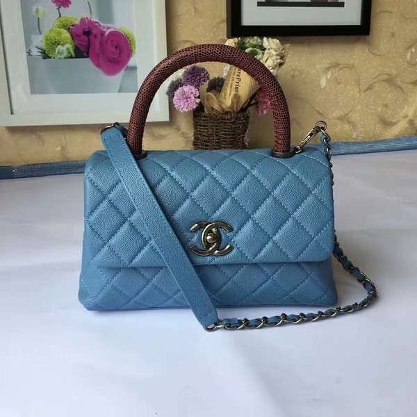 Chanel Tote Bag Skyblue Original Calfskin Leather 92990 Silver HY26900ki86