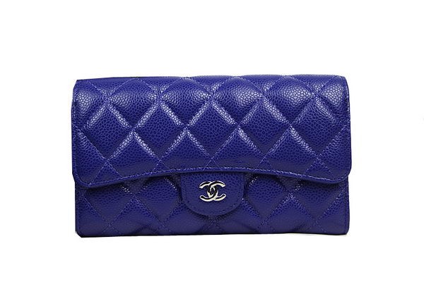 Chanel Tri-Fold Wallet Original Cannage Pattern Leather CHA31506 Blue HY20914bm74