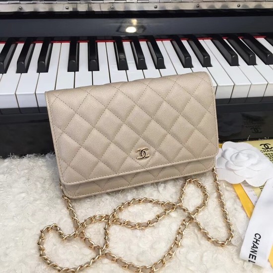 Chanel WOC Original Caviar Leather Flap cross-body bag CF33814 gold Gold chain HY9084Oj66