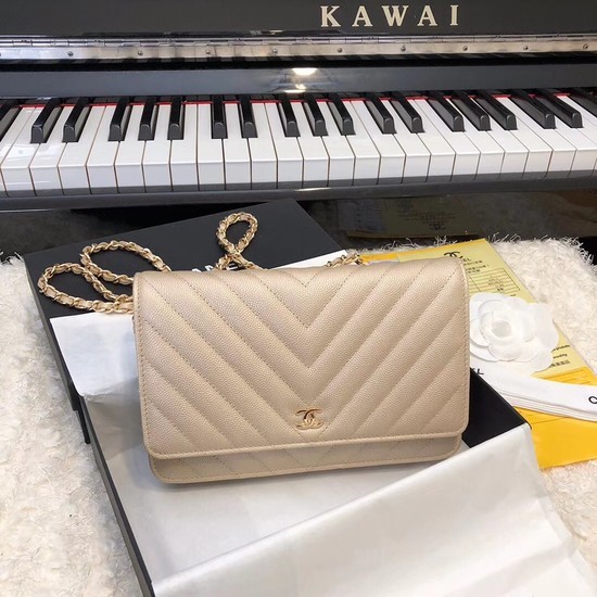 Chanel WOC Original Caviar Leather Flap cross-body bag V33814 Gold Gold chain HY6141DO87