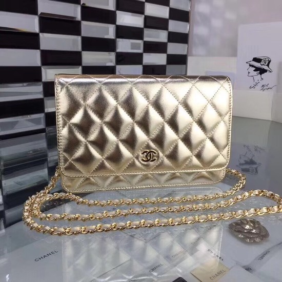 Chanel WOC Original Sheepskin Leather Flap cross-body bag CF33814 gold Gold chain HY17587rh54
