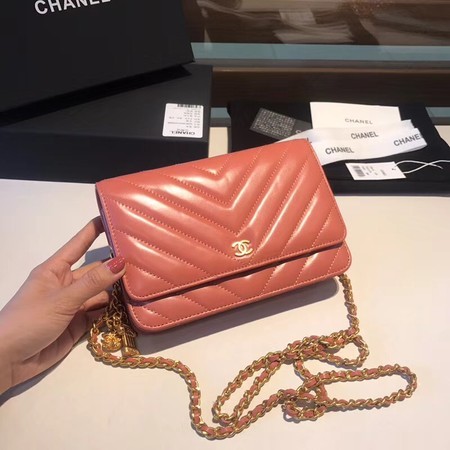 Chanel WOC Original sheepskin Leather Flap Shoulder Bag D33814 pink HY21041zd34
