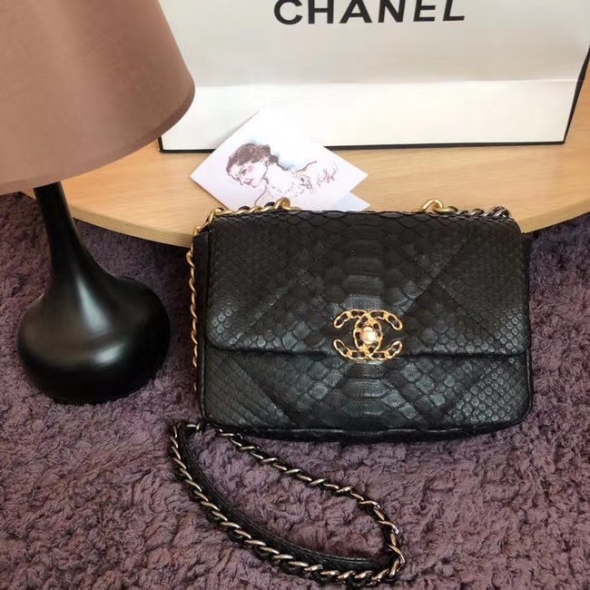 Cheap CHANEL 19 Flap Bag Original Snake skin flap bag AS1160 Black HY17577sZ66