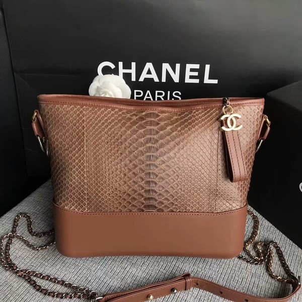 Cheap Chanel Gabrielle Shoulder Bag Original Python Leather A93842 Brown HY25242sZ66