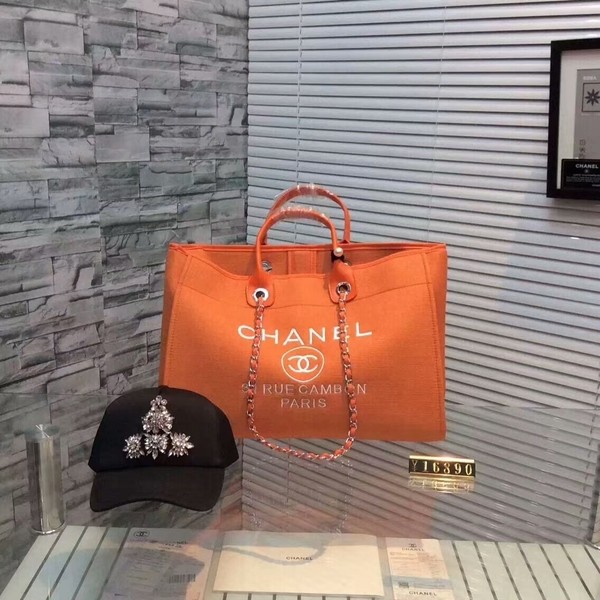 Cheap Chanel Large Canvas Tote Shopping Bag CNA1679 Orange HY14441ZZ98