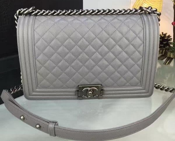 Cheap Copy Boy Chanel Flap Bags Original Grey Cannage Pattern A67088 Silver HY22600Eq45