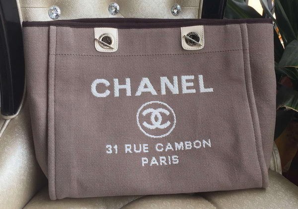 Cheap Copy Chanel Medium Canvas Tote Shopping Bag A1679M Grey HY21505Eq45
