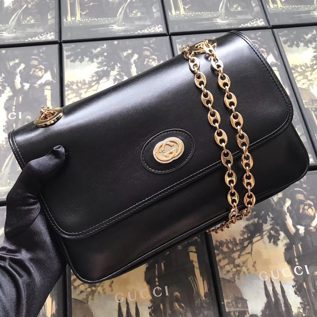 Cheap Fake Gucci GG Original Leather Shoulder Bag 576421 Black HY16185BC48