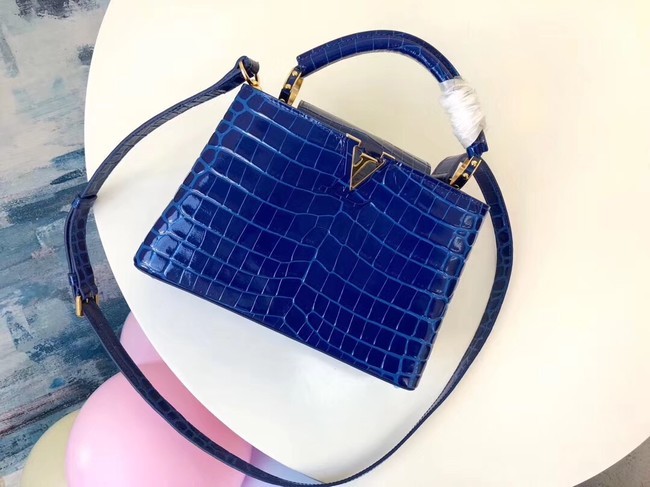 Cheap Fake Louis vuitton original crocodile CAPUCINES PM M94587 blue HY18375BC48