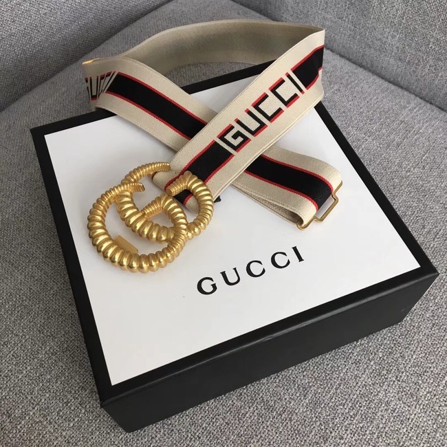 Cheap Gucci Web elastic belt with torchon Double G buckle A524101 white&blue HY7309sJ42