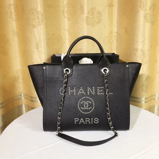 Copy 1:1 Chanel Original Caviar Leather Tote Shopping Bag 92565 black HY3038xD64