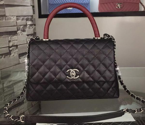 Copy 1:1 Chanel Shoulder Tote Bag Original Caviar Leather A7780 Black HY26398xD64