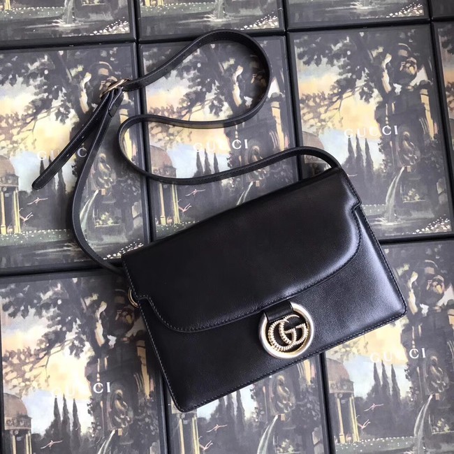 Copy 1:1 Gucci GG Original Leather Shoulder Bag 589474 Black HY19463xD64