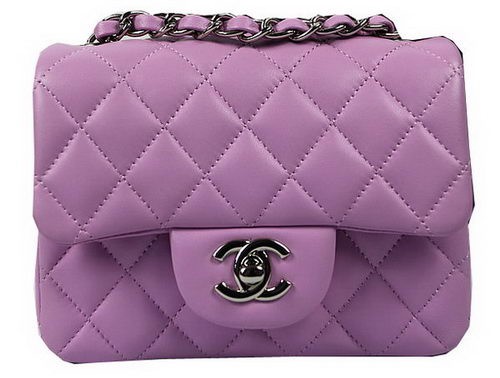 Copy Chanel Classic MINI Flap Bag Purple Original Sheep Leather CF1115 Silver HY5317Kn92