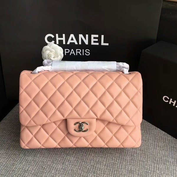 Copy Chanel Flap Shoulder Bags Light Pink Original Lambskin Leather CF1113 Silver HY7130Ey31