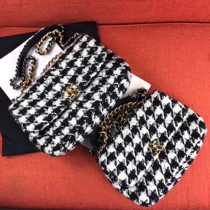 Copy Chanel Original Flap Bags Houndstooth A3269 Black&White HY5305Ey31