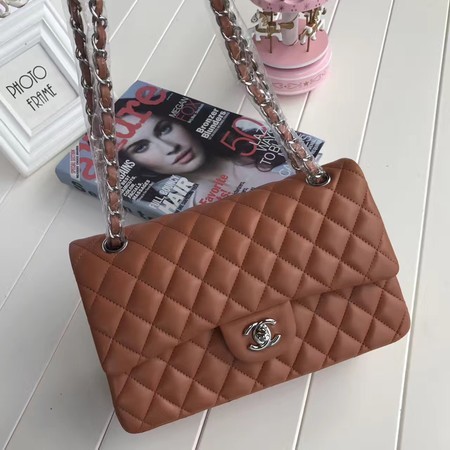 Designer Chanel 2.55 Series Flap Bags Brown Original Sheepskin A1112 Silver HY605vs94
