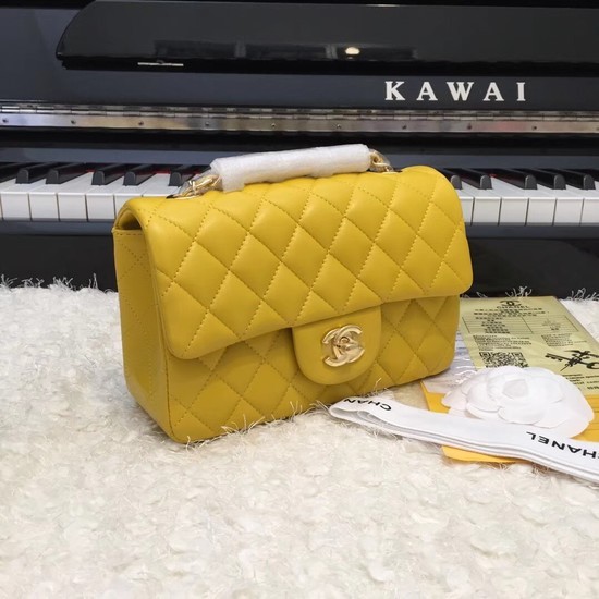Fake 1:1 Chanel Classic original Sheepskin Leather cross-body bag A1116 yellow gold chain HY26413YK70
