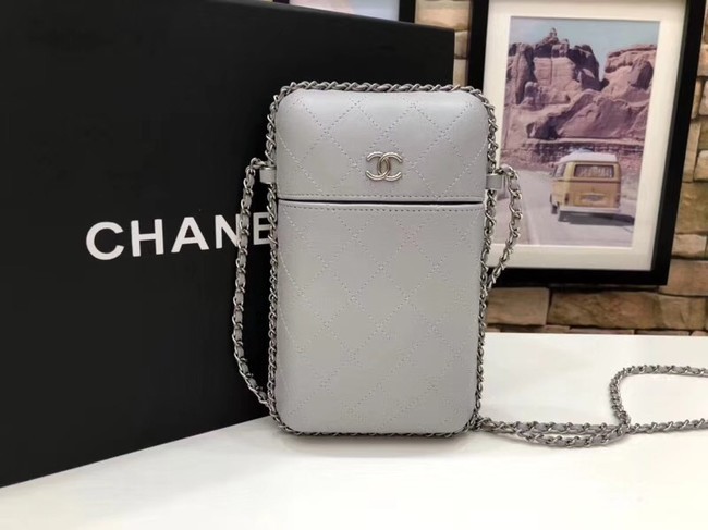 Fake Best Chanel Flap Original Mobile phone bag 55699 grey HY5477Nk59