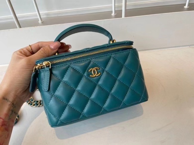Fake Best Chanel Original Small classic chain box handbag AP2199 blue HY8397Nk59